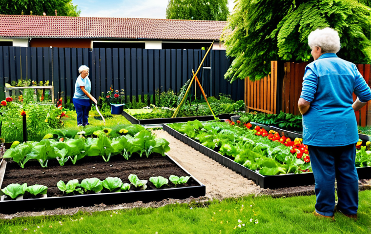 긍정심리학 기반의 사회적 혁신 - Community Garden**

"A vibrant community garden scene in a German neighborhood, featuring diverse pe...