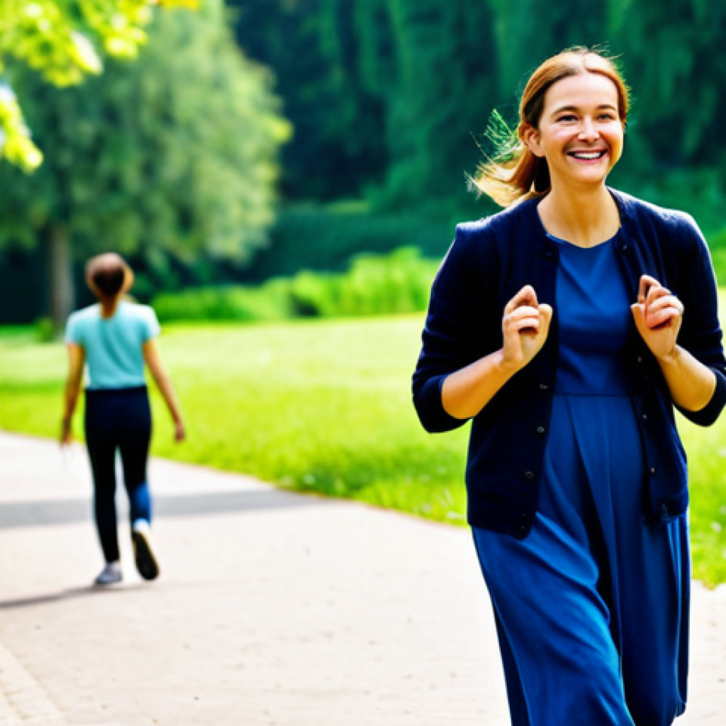 긍정심리학과 긍정적 사고 방식 - Peaceful Park Walk**
"A woman in a fully clothed, modest outfit, walking through a sunny park, surr...
