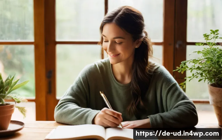 긍정심리학이란 무엇인가 - **Prompt for Gratitude Journaling:**
    A serene portrait of a person in their late 20s to early 30...
